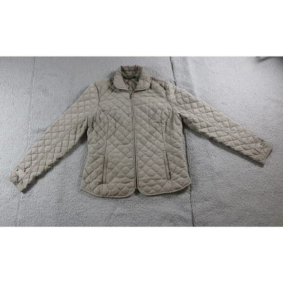 Eddie Bauer Goose Down Jacket Womens Brown Large Quilted Puffer 650 Fill Power - Picture 1 of 11